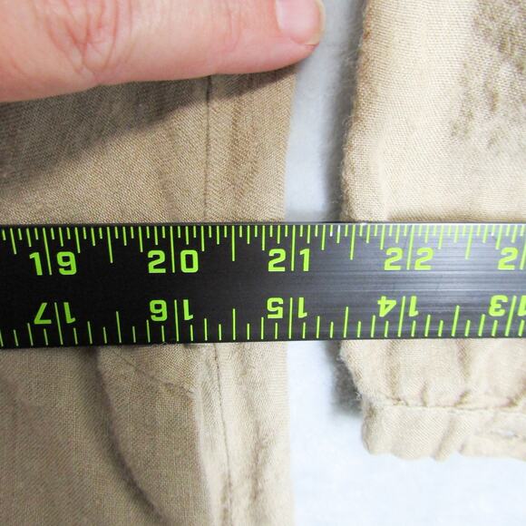 studio CLIP Dress Womens Medium Beige 100% Linen Long Sleeve Button Cuff Pockets - Picture 6 of 12